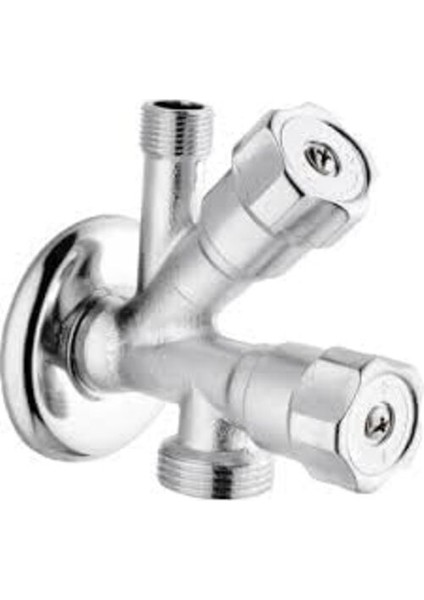 Dual Ara Musluk | Çamaşır & Bulaşık Makinesi Musluğu | 1/2” Giriş, 2 Çıkış, Pirinç Gövde