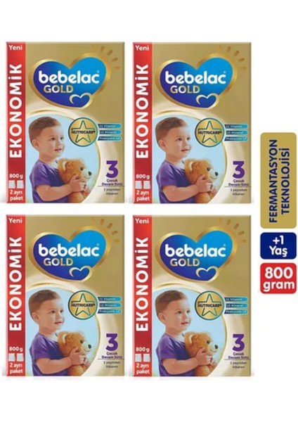 Gold 800 gr Toz Devam Sütü 4 Adet 12+ Ay Bebekler İçin Besleyici