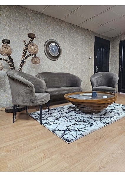 Teddy Takım Siyah Boyalı Telli Ayak Çay Seti Koltuk - Berjer , Balkon, Salon, Ofis Kahverengi Renk 40 x 125 Boyut/ebat modelleri