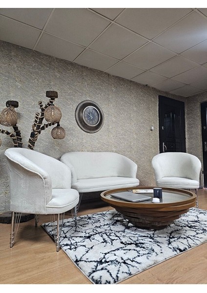 Teddy Takım Krom Kaplama Telli Ayak Çay Seti Koltuk - Berjer , Balkon, Salon, Ofis Krem Renk 40 x 125 Boyut/ebat modelleri