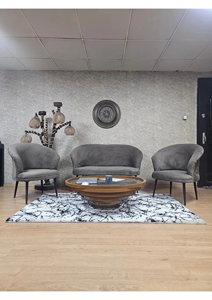 Teddy Takım Siyah Boyalı Sivriltme Ayak Çay Seti Koltuk - Berjer , Balkon, Salon, Ofis Kahverengi Renk 40 x 125 Boyut/ebat