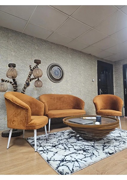 Teddy Takım Beyaz Boyalı Sivriltme Ayak Çay Seti Koltuk - Berjer , Balkon, Salon, Ofis Kiremit Renk 40 x 125 Boyut/ebat modelleri