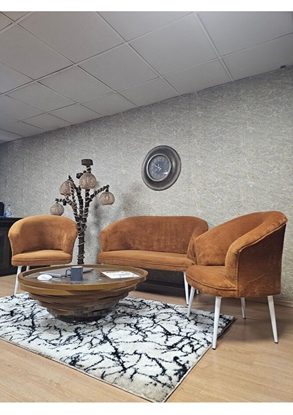 Teddy Takım Beyaz Boyalı Sivriltme Ayak Çay Seti Koltuk - Berjer , Balkon, Salon, Ofis Kiremit Renk 40 x 125 Boyut/ebat fırsatları