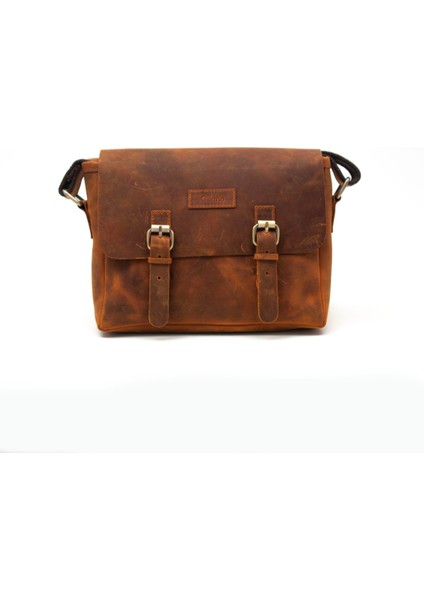 DESIGN01 Hakiki Eskitme Deri Kahve - Taba Unisex Postacı Çanta fiyatları