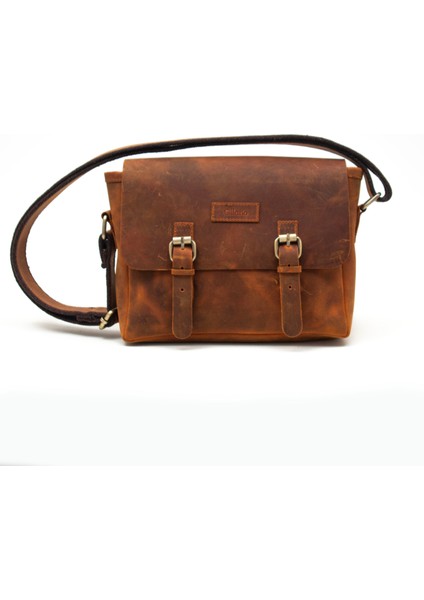 DESIGN01 Hakiki Eskitme Deri Kahve - Taba Unisex Postacı Çanta modelleri