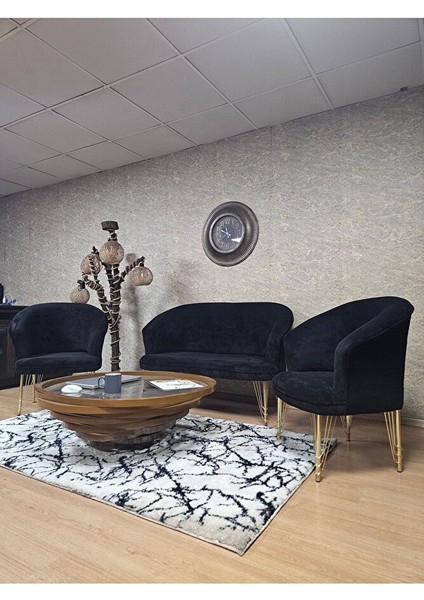 Teddy Takım Gold Kaplama Telli Ayak Çay Seti Koltuk - Berjer , Balkon, Salon, Ofis Siyah Renk 40 x 125 Boyut/ebat fırsatları