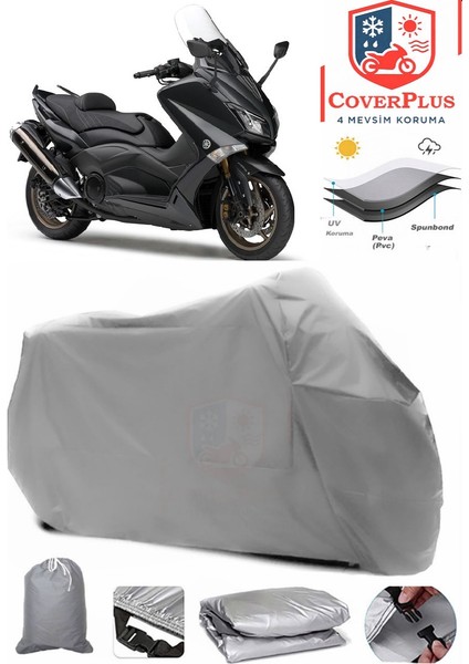 Yamaha Tmax 530 Branda Gri Motosiket Brandası Motor Örtüsü Çadır Su Geçirmez Motosiklet Kılıfı Motor Brandası,lastikli,taşıma Torbalı