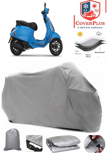 Vespa Sprint 125 Branda Gri Motosiket Brandası Motor Örtüsü Çadır Su Geçirmez Motosiklet Kılıfı Motor Brandası,lastikli,taşıma Torbalı