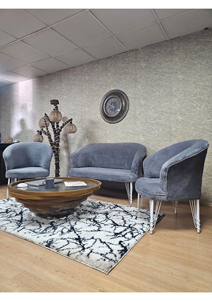 Teddy Takım Beyaz Boyalı Telli Ayak Çay Seti Koltuk - Berjer , Balkon, Salon, Ofis Gri Renk 40 x 125 Boyut/ebat fırsatları