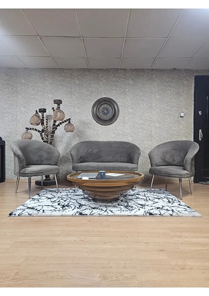 Teddy Takım Krom Kaplama Sivriltme Ayak Çay Seti Koltuk - Berjer , Balkon, Salon, Ofis Kahverengi Renk 40 x 125 Boyut/ebat