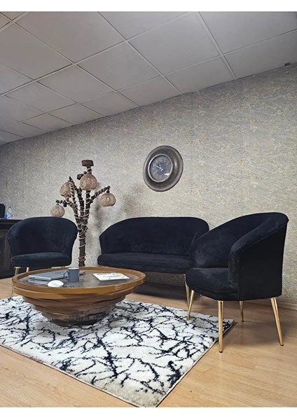 Teddy Takım Gold Kaplama Sivriltme Ayak Çay Seti Koltuk - Berjer , Balkon, Salon, Ofis Siyah Renk 40 x 125 Boyut/ebat fırsatları