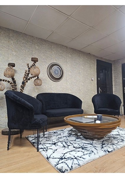 Teddy Takım Siyah Boyalı Telli Ayak Çay Seti Koltuk - Berjer , Balkon, Salon, Ofis Siyah Renk 40 x 125 Boyut/ebat modelleri