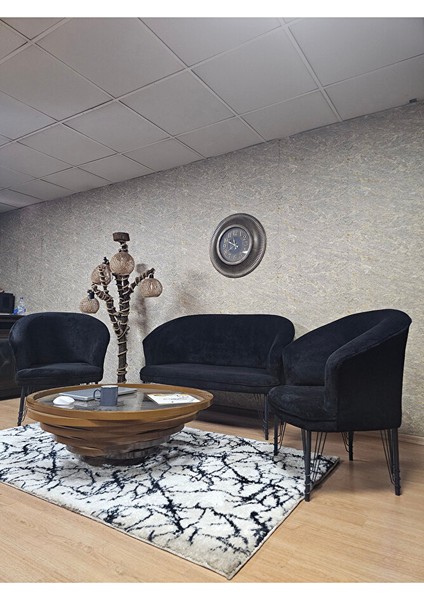 Teddy Takım Siyah Boyalı Telli Ayak Çay Seti Koltuk - Berjer , Balkon, Salon, Ofis Siyah Renk 40 x 125 Boyut/ebat fırsatları