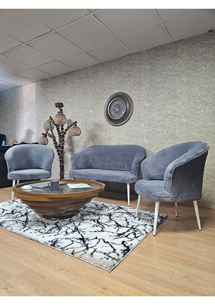Teddy Takım Beyaz Boyalı Sivriltme Ayak Çay Seti Koltuk - Berjer , Balkon, Salon, Ofis Gri Renk 40 x 125 Boyut/ebat fırsatları