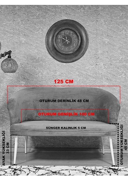 Teddy Takım Beyaz Boyalı Sivriltme Ayak Çay Seti Koltuk - Berjer , Balkon, Salon, Ofis Gri Renk 40 x 125 Boyut/ebat indirimleri