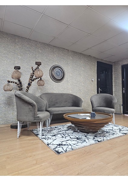 Teddy Takım Beyaz Boyalı Telli Ayak Çay Seti Koltuk - Berjer , Balkon, Salon, Ofis Kahverengi Renk 40 x 125 Boyut/ebat modelleri