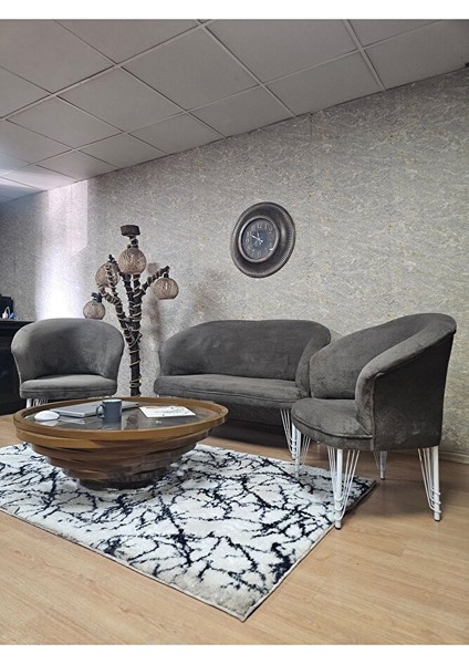 Teddy Takım Beyaz Boyalı Telli Ayak Çay Seti Koltuk - Berjer , Balkon, Salon, Ofis Kahverengi Renk 40 x 125 Boyut/ebat fırsatları