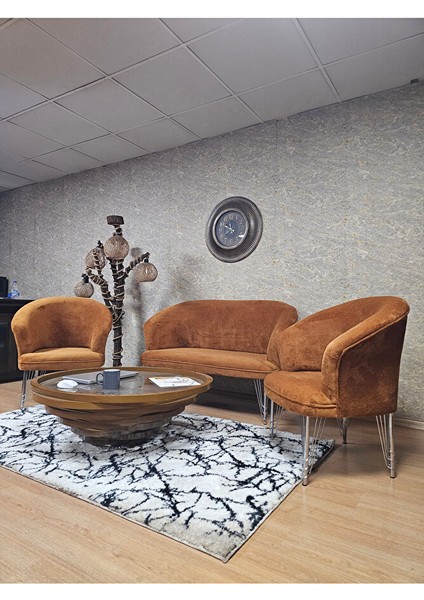 Teddy Takım Krom Kaplama Telli Ayak Çay Seti Koltuk - Berjer , Balkon, Salon, Ofis Kiremit Renk 40 x 125 Boyut/ebat fırsatları