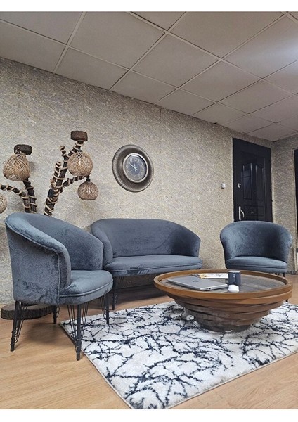 Teddy Takım Siyah Boyalı Telli Ayak Çay Seti Koltuk - Berjer , Balkon, Salon, Ofis Füme Renk 40 x 125 Boyut/ebat modelleri