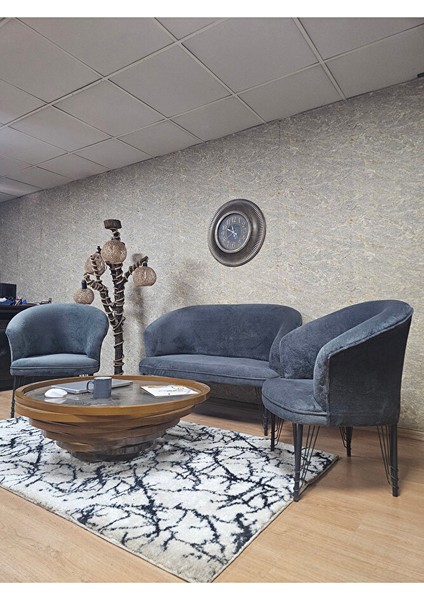 Teddy Takım Siyah Boyalı Telli Ayak Çay Seti Koltuk - Berjer , Balkon, Salon, Ofis Füme Renk 40 x 125 Boyut/ebat fırsatları