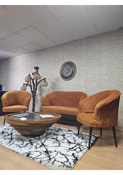 Teddy Takım Siyah Boyalı Sivriltme Ayak Çay Seti Koltuk - Berjer , Balkon, Salon, Ofis Turuncu Renk 40 x 125 Boyut/ebat fırsatları