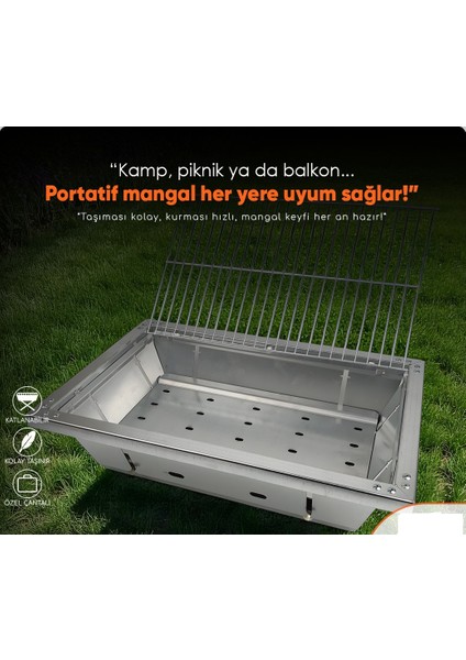 Miraç 45X30CM Katlanır Mangal Çantalı Lazer Kesim Orta Boy