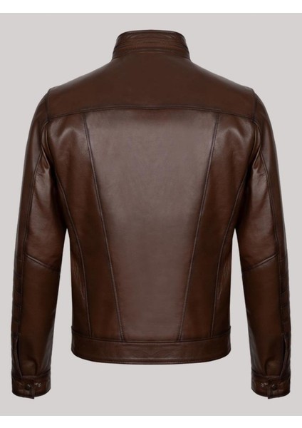 Hakiki Kuzu Derisi Kahverengi Erkek Deri Mont Kolları Işlemeli Deri Ceket fiyatları