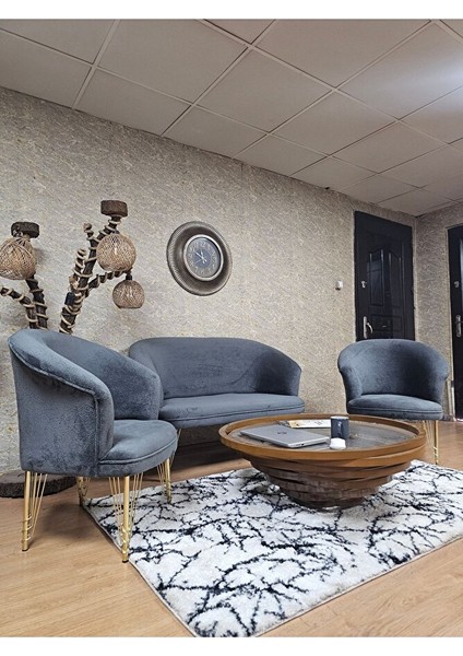 Teddy Takım Gold Kaplama Telli Ayak Çay Seti Koltuk - Berjer , Balkon, Salon, Ofis Füme Renk 40 x 125 Boyut/ebat modelleri