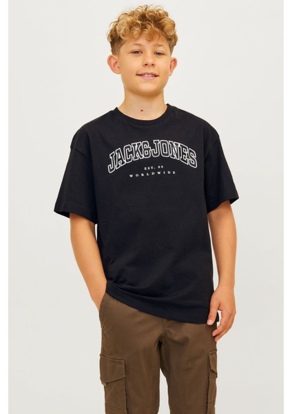 Jjecaleb Varsıty Tee Ss O Siyah Erkek Çocuk Kısa Kol T-Shirt