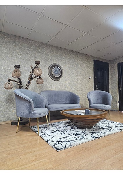 Teddy Takım Gold Kaplama Sivriltme Ayak Çay Seti Koltuk - Berjer , Balkon, Salon, Ofis Gri Renk 40 x 125 Boyut/ebat modelleri