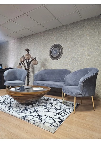 Teddy Takım Gold Kaplama Sivriltme Ayak Çay Seti Koltuk - Berjer , Balkon, Salon, Ofis Gri Renk 40 x 125 Boyut/ebat fırsatları
