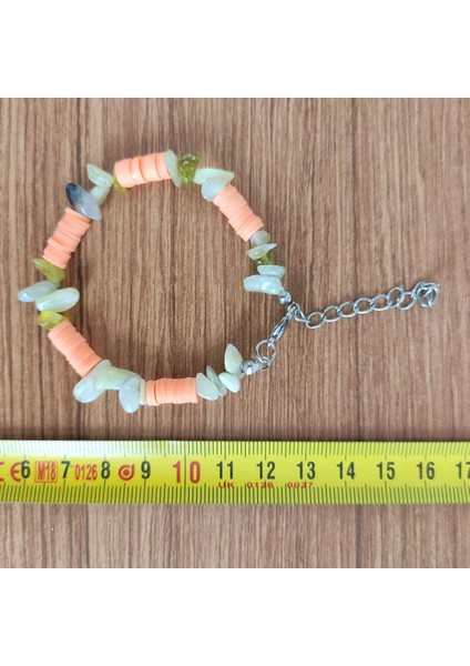 Yeşim Taşı & Somon Heishi Boncuklu El Yapımı Bileklik fiyatları