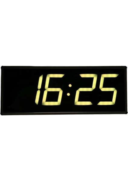 Wifi Senkronize Dijital LED Duvar ve Masa Saati – Otomatik Internet Saat Ayarlı, Sarı Led, 15X37 cm