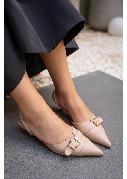 Dudi Nude Kemer Detaylı Kadın Topuklu Ayakkabı modelleri