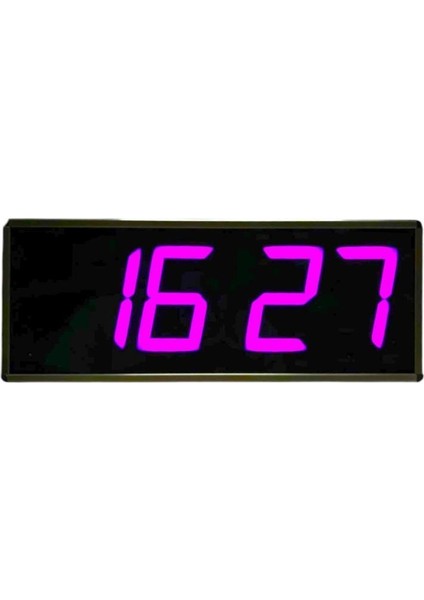 Wifi Senkronize Dijital LED Duvar ve Masa Saati – Otomatik Internet Saat Ayarlı, Mor Led, 15X37 cm