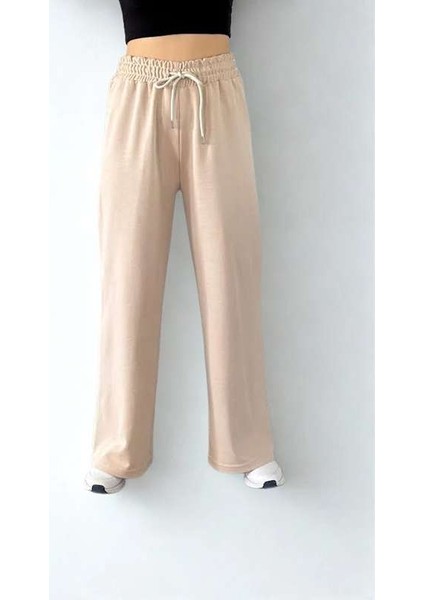 Double Face Bol Paça Bayan Eşofman Krem Renk fiyatları