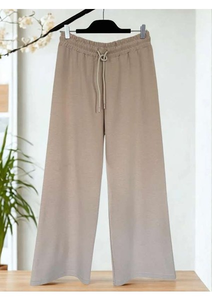 Double Face Bol Paça Bayan Eşofman Krem Renk fırsatları