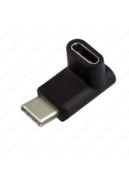 90 Derece Dirsek Aşağı ve Yukarı Açılı USB C Type-C Erkek - Dişi Adaptör