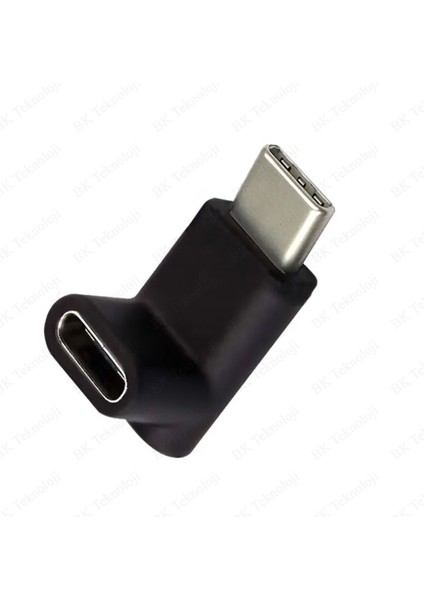 90 Derece Dirsek Aşağı ve Yukarı Açılı USB C Type-C Erkek - Dişi Adaptör
