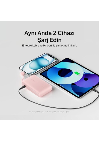 Boostcharge Power Bank, Entegre Kablolu Taşınabilir Şarj Cihazı 10K Pd 20W - Usb-C Güç Dağıtı modelleri
