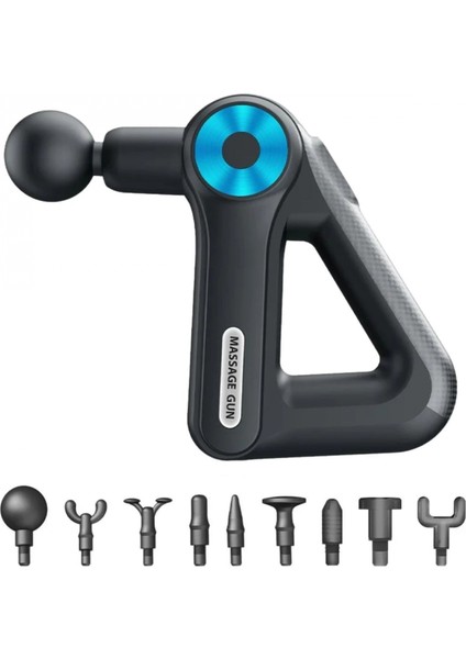 12 Farklı Başlıklı Profesyonel Masaj Tabancası - Kas Gevşetici ve Yorgunluk Giderici Masaj Aleti (4887)