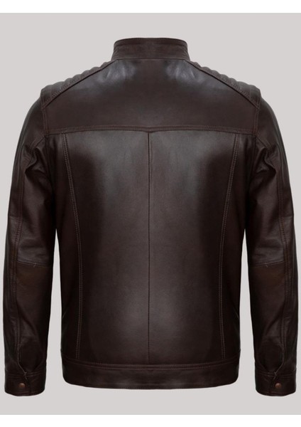 Hakiki Kuzu Derisi Kahverengi Omuzdan Düz Çizgili Fermuarlı Erkek Deri Mont fiyatları