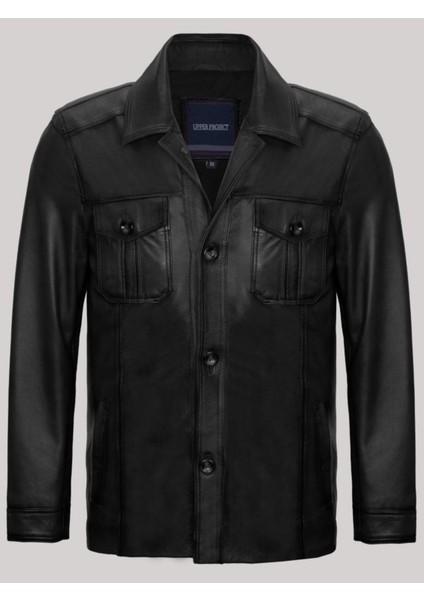 Hakiki Kuzu Derisi Siyah Erkek Deri Mont Blazer Cepli Deri Ceket