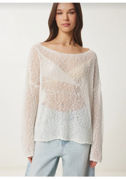 Kadın Oversize %100 Viskon Ajurlu Bluz