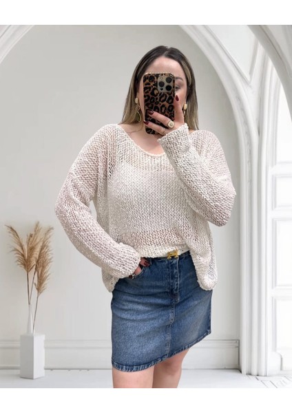 Kadın Oversize %100 Viskon Ajurlu Bluz modelleri