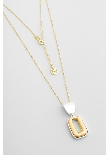 Novara 18 Ayar Sarı ve Beyaz Altın Kaplama 44 cm Gümüş Kolye