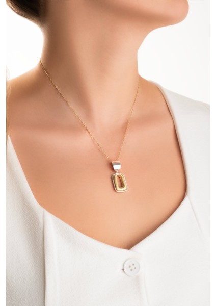 Novara 18 Ayar Sarı ve Beyaz Altın Kaplama 44 cm Gümüş Kolye fırsatları