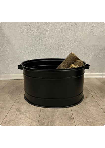Oval Metal Odun Kovası | Siyah fiyatları