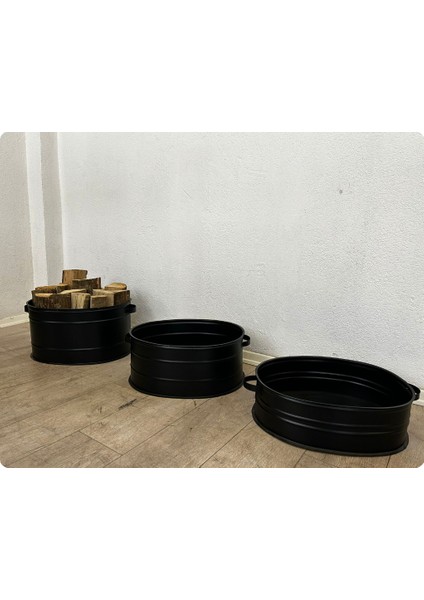 Oval Metal Odun Kovası | Siyah fırsatları