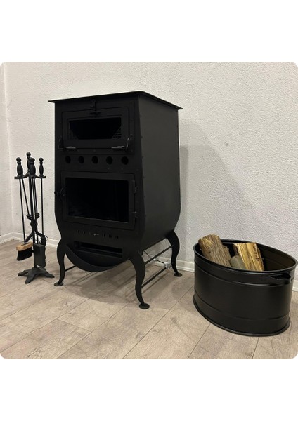 Oval Metal Odun Kovası | Siyah indirimleri
